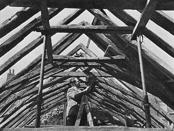 Dedication in restoring the old roof timbers